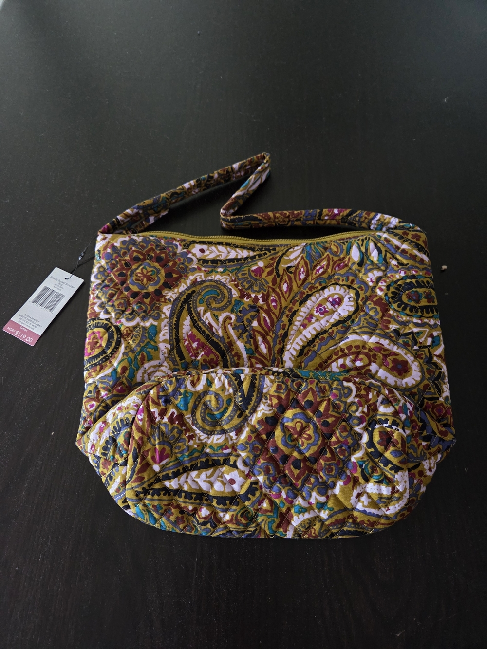 Quilted Vera Bradley Paisley Shoulder Bag in Mustard Multi